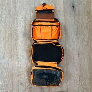 Hanging Toiletry Bag for Traveling or Camping in Orange and Black NWOT